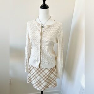 Sunday Best Cable Knit Braided Cotton Cardigan - Cream M